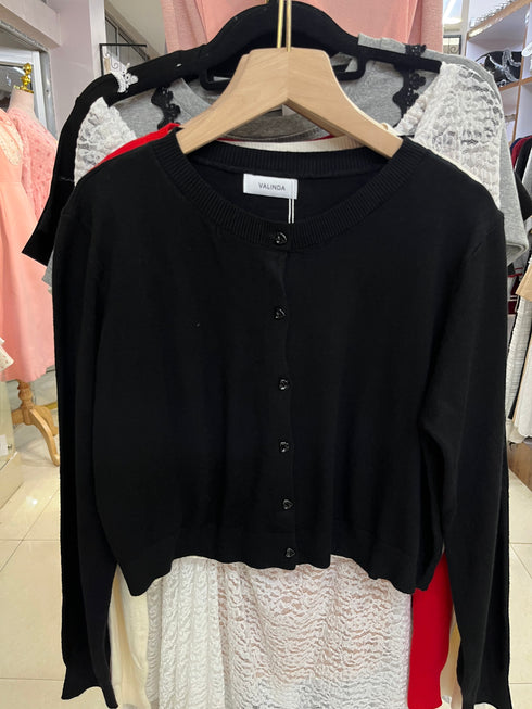 Casual Round Knitted Crop Cardigan